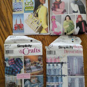 Simplicity and Butterick Lot of 4 Sewing Patterns Home and Accessory Sewing